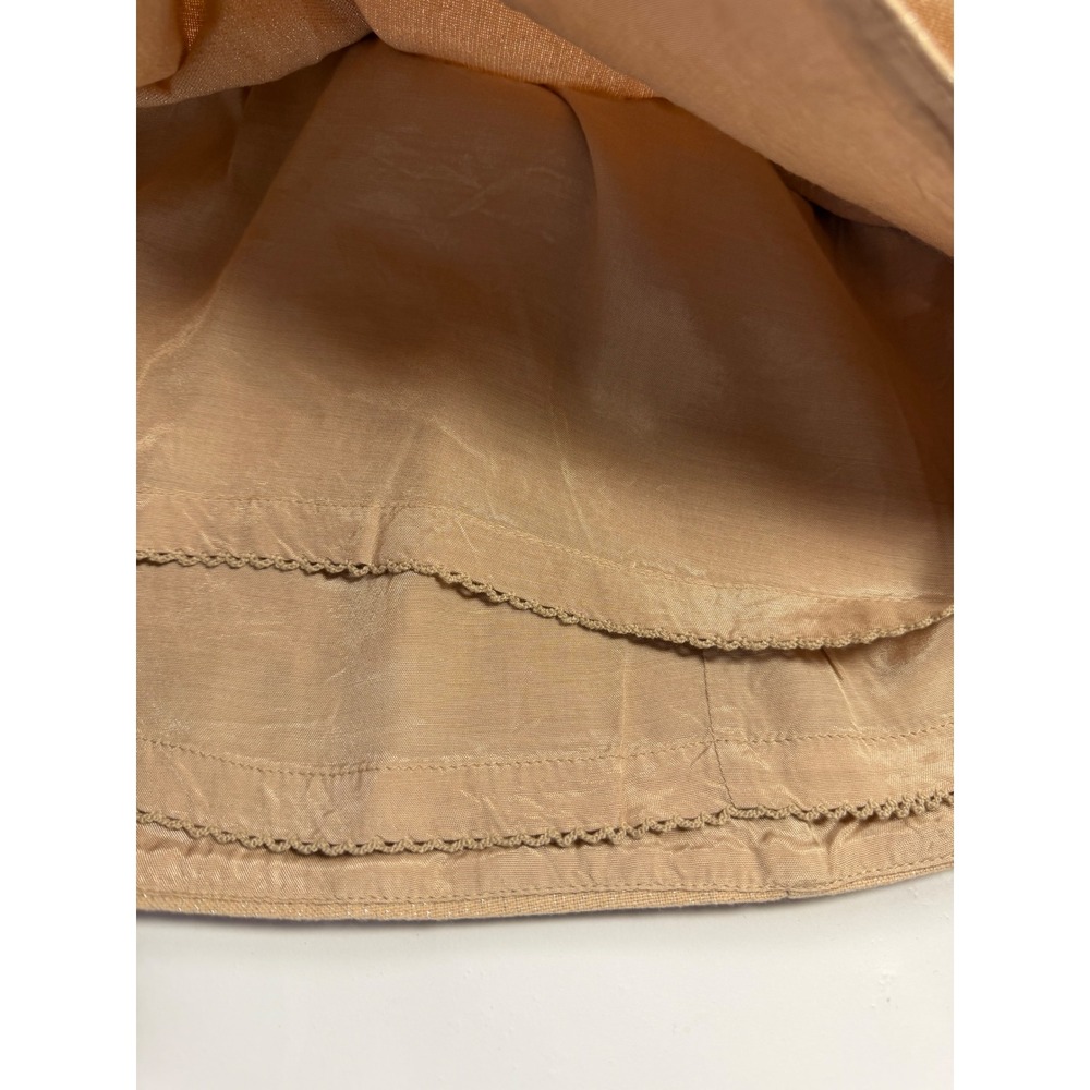 Tan Metallic Sequin Bird Mini Skirt Leifnotes Size 12 - Picture 6 of 9